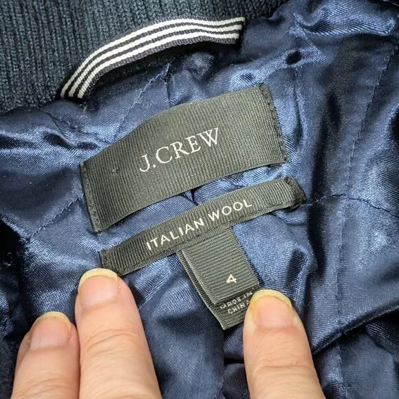 J Crew size 4 Italian Wool Navy blue Lined Coat